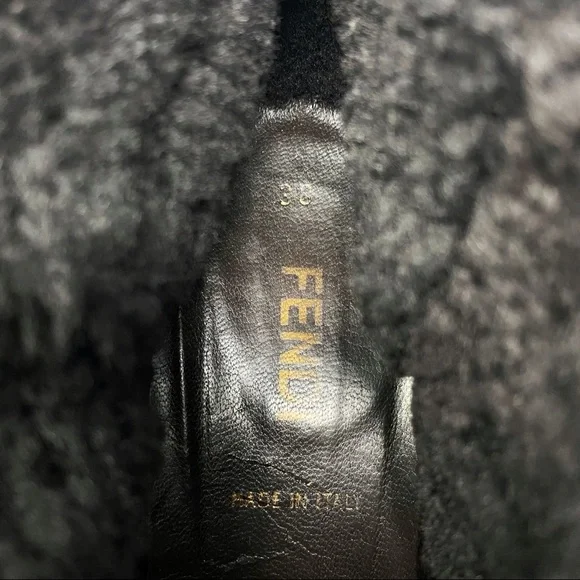 FENDI Vintage Metallic Leather Shearling Boots - Picture 8 of 8
